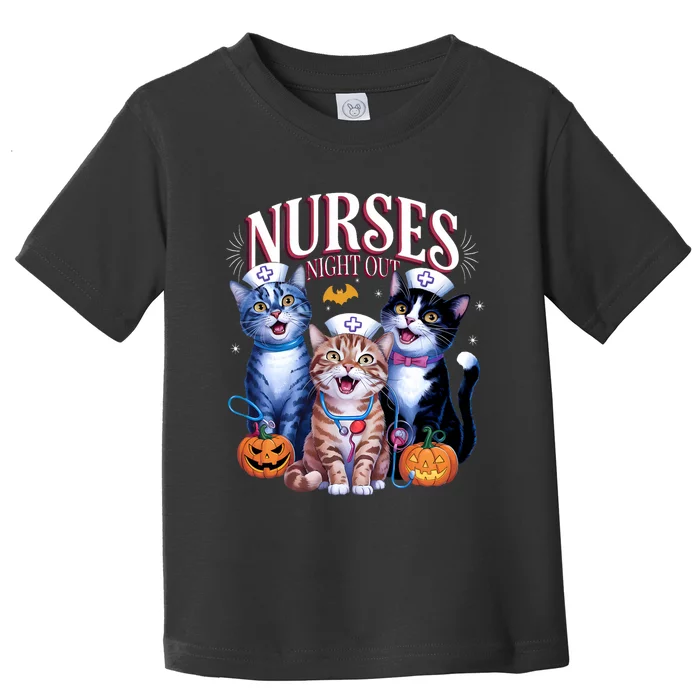 Nurses Night Out Halloween Cats Funny Nurse Costume Toddler T-Shirt