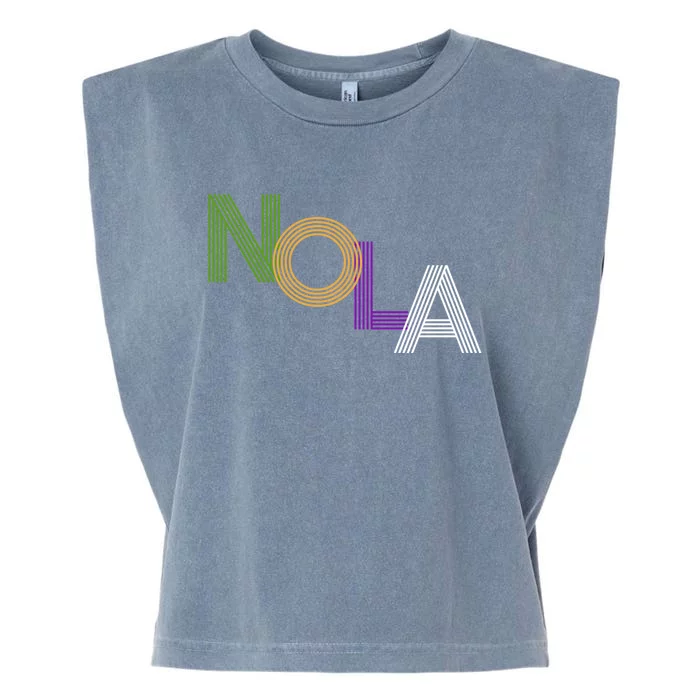 Nola New Orleans Retro Vintage Mardi Gras Souvenir Gift Garment-Dyed Women's Muscle Tee