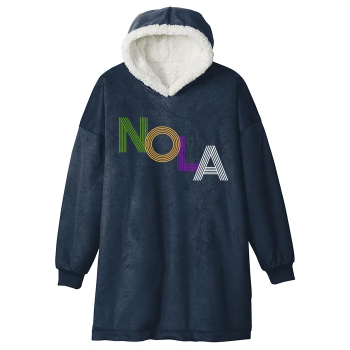 Nola New Orleans Retro Vintage Mardi Gras Souvenir Gift Hooded Wearable Blanket