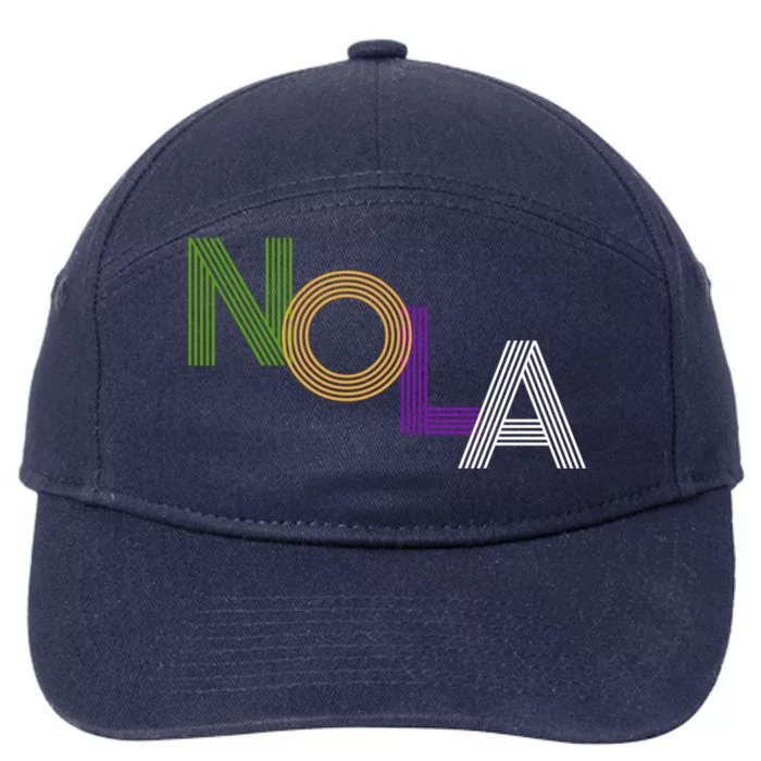 Nola New Orleans Retro Vintage Mardi Gras Souvenir Gift 7-Panel Snapback Hat