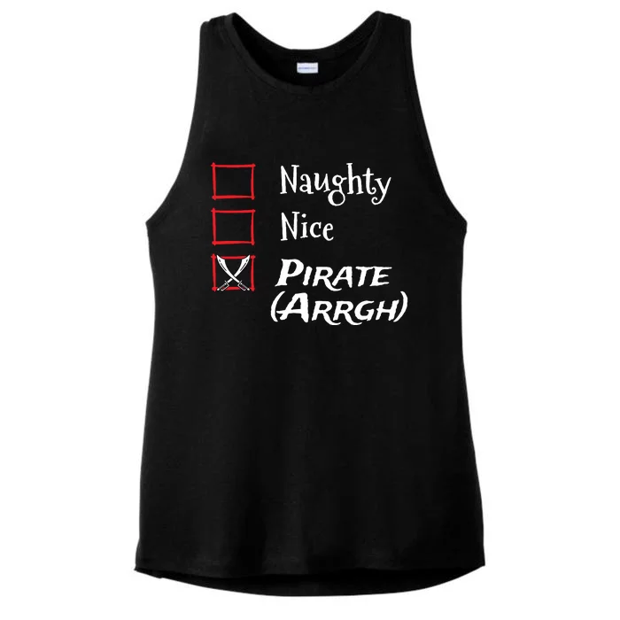 Naughty Nice Pirate Argh Funny Christmas List Ladies Tri-Blend Wicking Tank