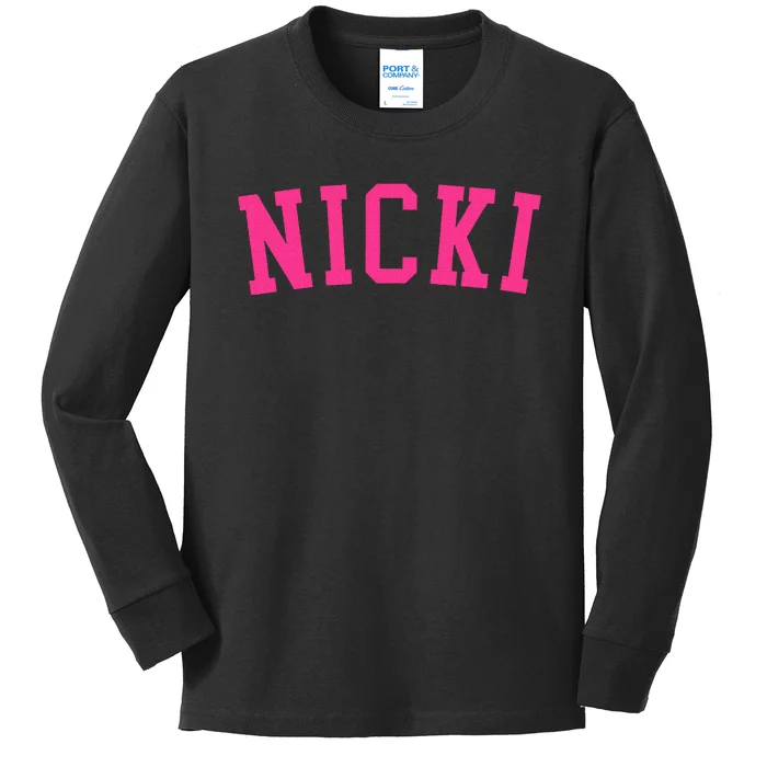 Name Nicki Personalized I Love Nicki Vintage Retro Kids Long Sleeve Shirt