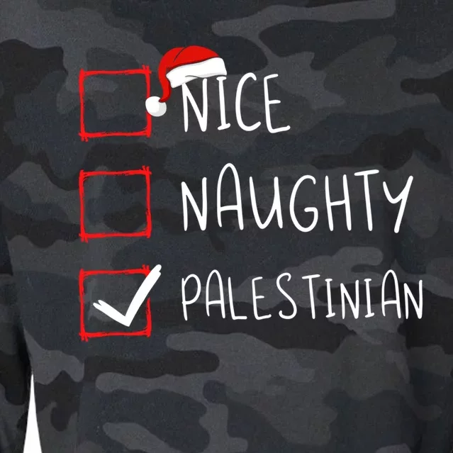 Nice Naughty Palestinian Christmas Palestine Heritage Roots Great Gift Cropped Pullover Crew