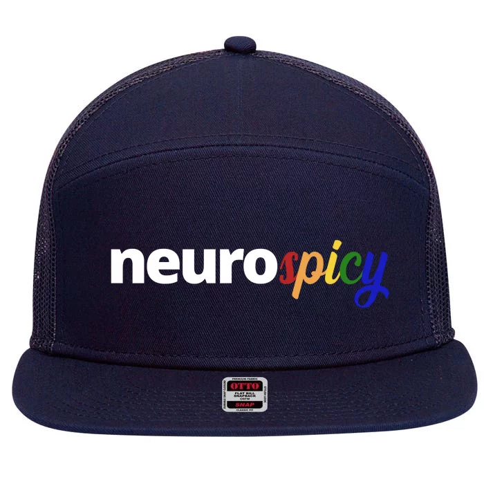 Neurospicy Neurodivergent Pride Autism 7 Panel Mesh Trucker Snapback Hat