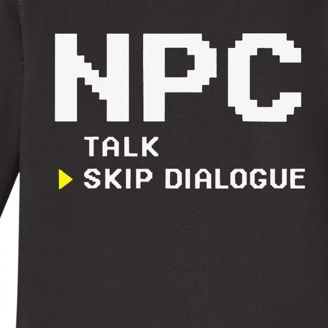 Npc Non Player Character Skip Dialogue Gamer Baby Long Sleeve Bodysuit