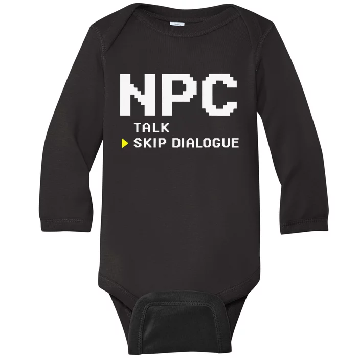 Npc Non Player Character Skip Dialogue Gamer Baby Long Sleeve Bodysuit