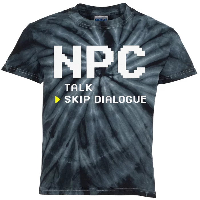 Npc Non Player Character Skip Dialogue Gamer Kids Tie-Dye T-Shirt