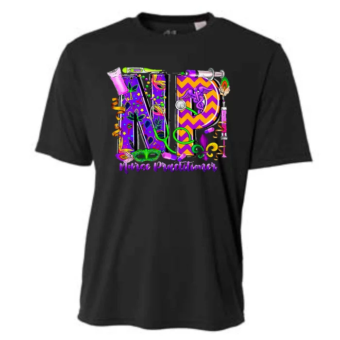 Np Nurse Practitioner Mardi Gras New Orleans Nursing Life Cooling Performance Crew T-Shirt