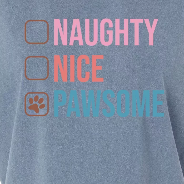 Naughty Nice Pawsome Funny Christmas Dog Saying Paws Retro Cute Gift Garment-Dyed Women's Muscle Tee