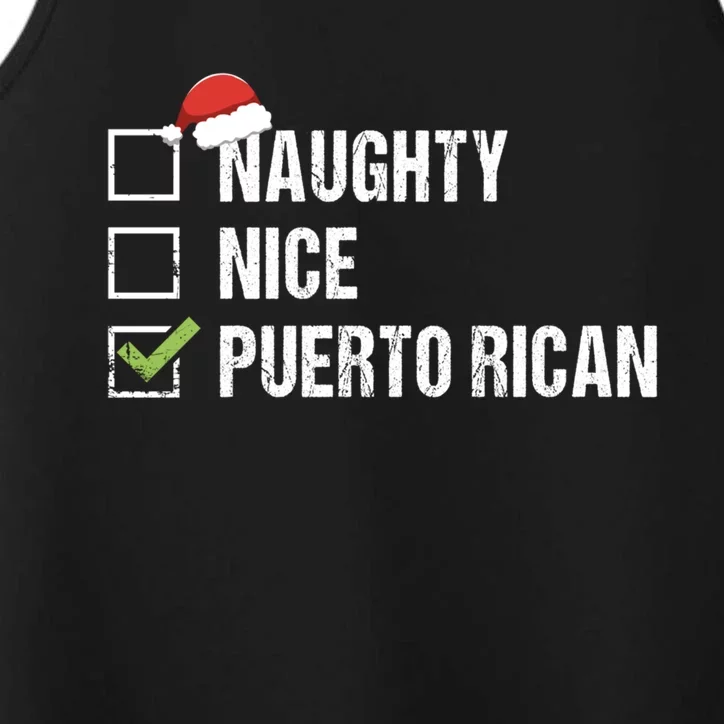 Naughty Nice Puerto Rican Rico Santa Christmas Gift Performance Tank