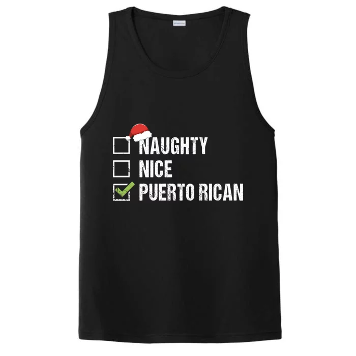 Naughty Nice Puerto Rican Rico Santa Christmas Gift Performance Tank