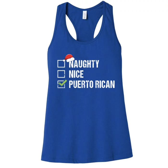 Naughty Nice Puerto Rican Rico Santa Christmas Gift Women's Racerback Tank