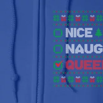 Nice Naughty Queen Christmas List Ugly Sweater Gift Full Zip Hoodie