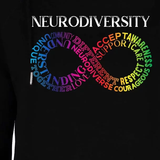 Neurodiversity Neurodivergent Rainbow Infinity ADHD ASD Womens Funnel Neck Pullover Hood