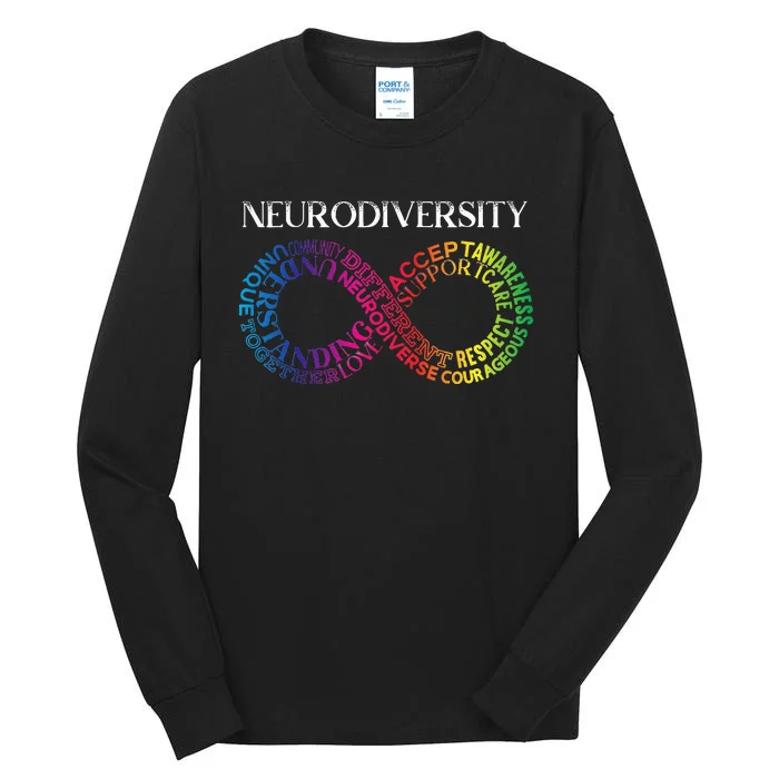 Neurodiversity Neurodivergent Rainbow Infinity ADHD ASD Tall Long Sleeve T-Shirt