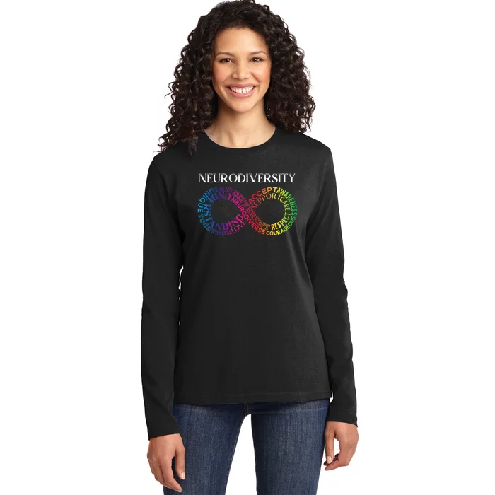 Neurodiversity Neurodivergent Rainbow Infinity ADHD ASD Ladies Long Sleeve Shirt