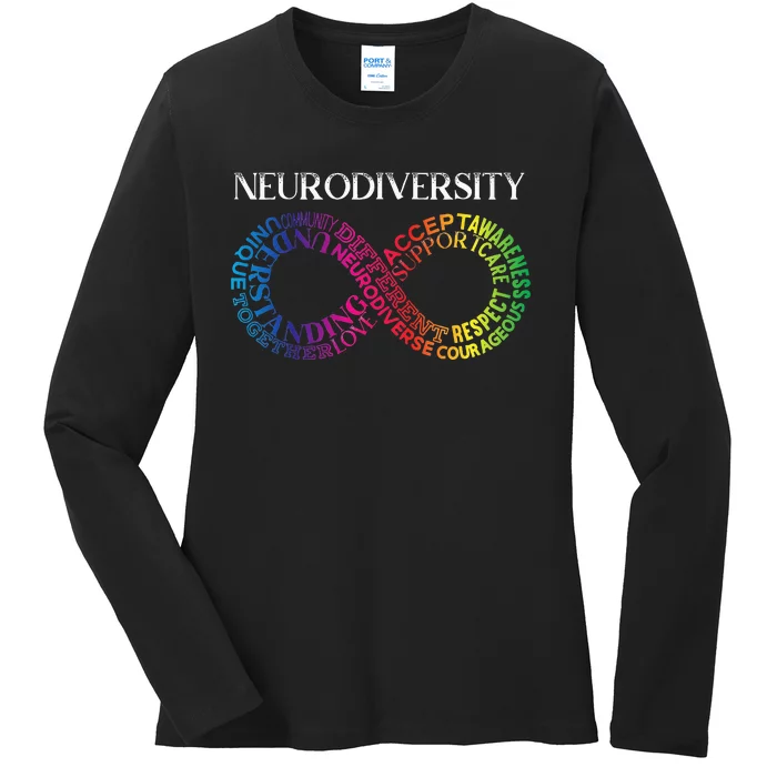 Neurodiversity Neurodivergent Rainbow Infinity ADHD ASD Ladies Long Sleeve Shirt