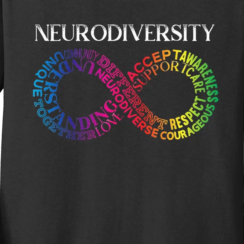 Neurodiversity Neurodivergent Rainbow Infinity ADHD ASD Kids Long Sleeve Shirt