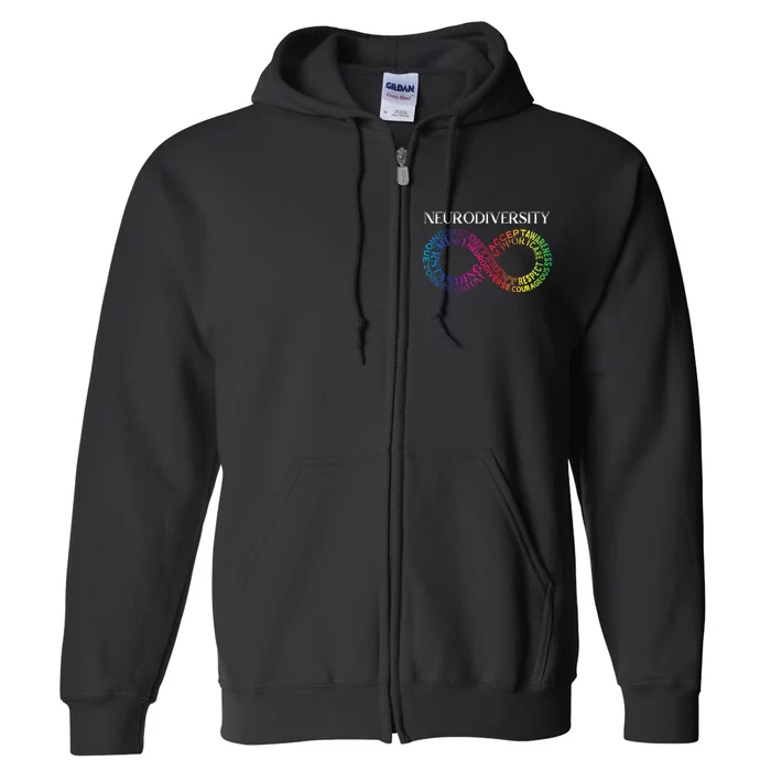 Neurodiversity Neurodivergent Rainbow Infinity ADHD ASD Full Zip Hoodie