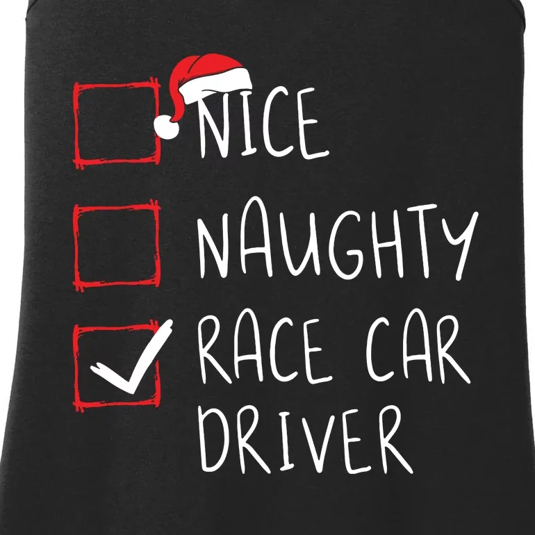 Nice Naughty Race Car Driver List Christmas Santa Claus Ladies Essential Tank