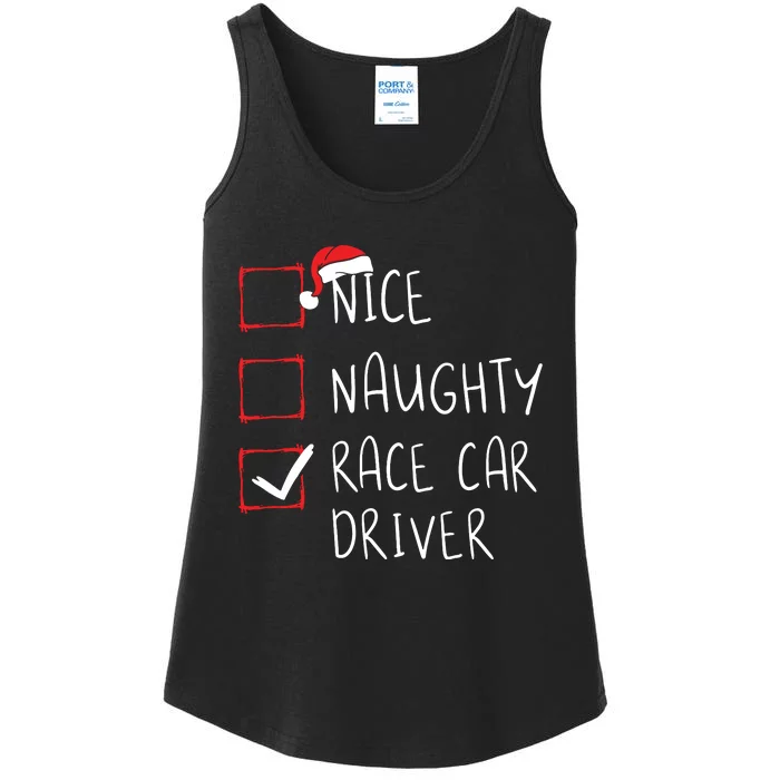 Nice Naughty Race Car Driver List Christmas Santa Claus Ladies Essential Tank