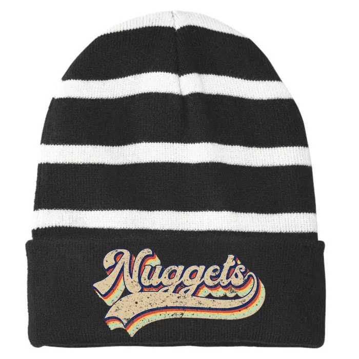 Nuggets Name Retro Vintage Apparel Gift Nuggets Lover Striped Beanie with Solid Band