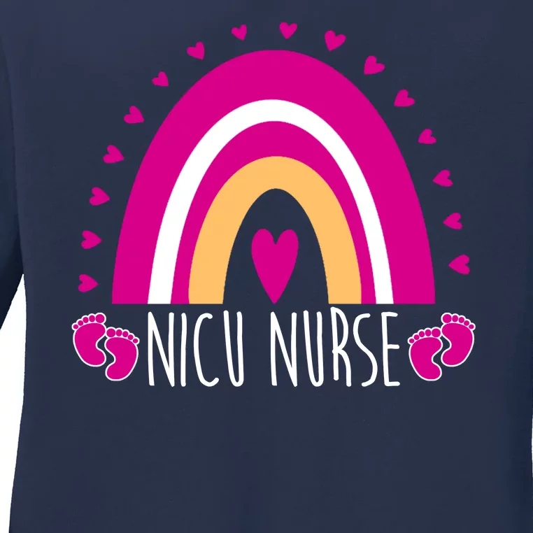 Nicu Nurse Rainbow Ladies Long Sleeve Shirt