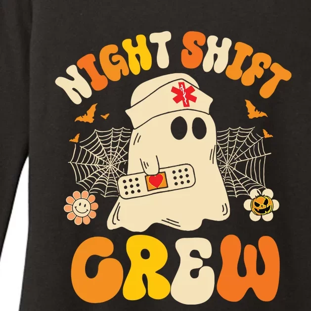 Nurse Night Shift Crew Ghost Halloween Nurse Funny Womens CVC Long Sleeve Shirt