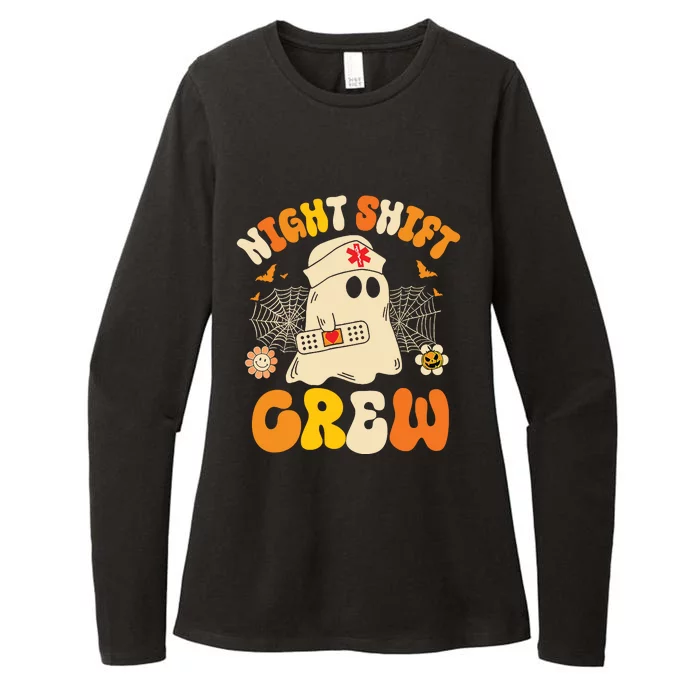 Nurse Night Shift Crew Ghost Halloween Nurse Funny Womens CVC Long Sleeve Shirt