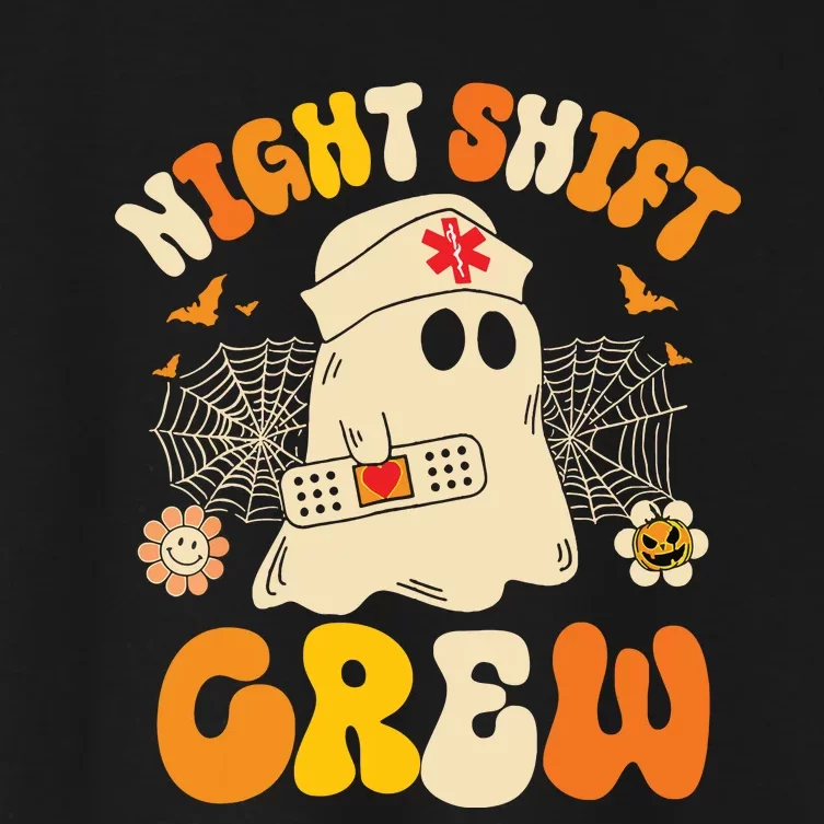 Nurse Night Shift Crew Ghost Halloween Nurse Funny Women's Crop Top Tee