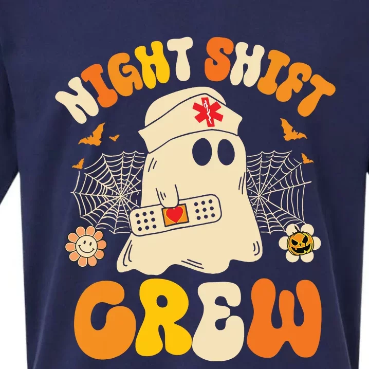 Nurse Night Shift Crew Ghost Halloween Nurse Funny Sueded Cloud Jersey T-Shirt