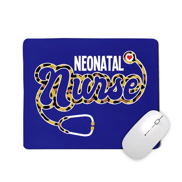 Neonatal Nurse Stethoscope Heart Leopard Print Rn Nursing Meaningful Gift Mousepad