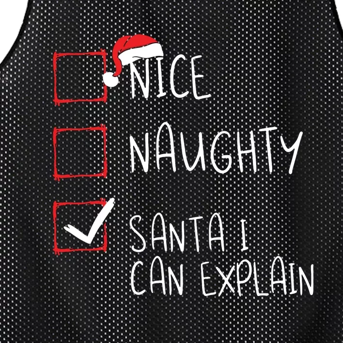 Nice Naughty Santa I Can Explain Christmas List Santa Claus Mesh Reversible Basketball Jersey Tank