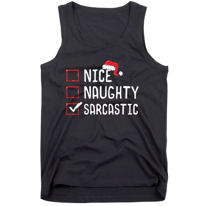 Nice Naughty Sarcastic Christmas List Tank Top