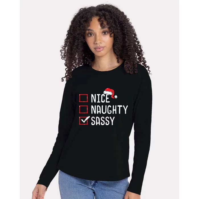 Nice Naughty Sassy Christmas List Womens Cotton Relaxed Long Sleeve T-Shirt