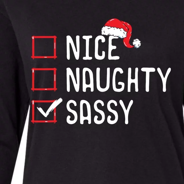 Nice Naughty Sassy Christmas List Womens Cotton Relaxed Long Sleeve T-Shirt