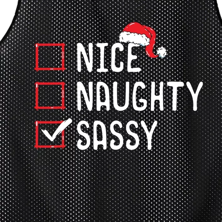 Nice Naughty Sassy Christmas List Mesh Reversible Basketball Jersey Tank