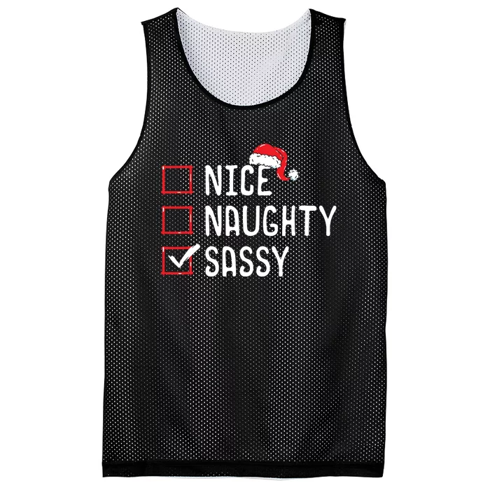 Nice Naughty Sassy Christmas List Mesh Reversible Basketball Jersey Tank