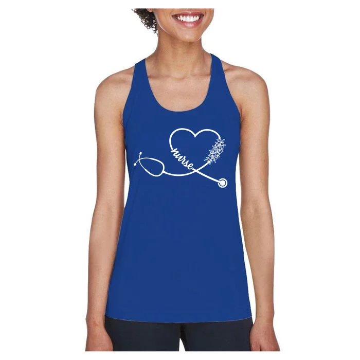 Nicu Nurse Stethoscope Heartbeat Ekg Ecg Gift Women's Racerback Tank