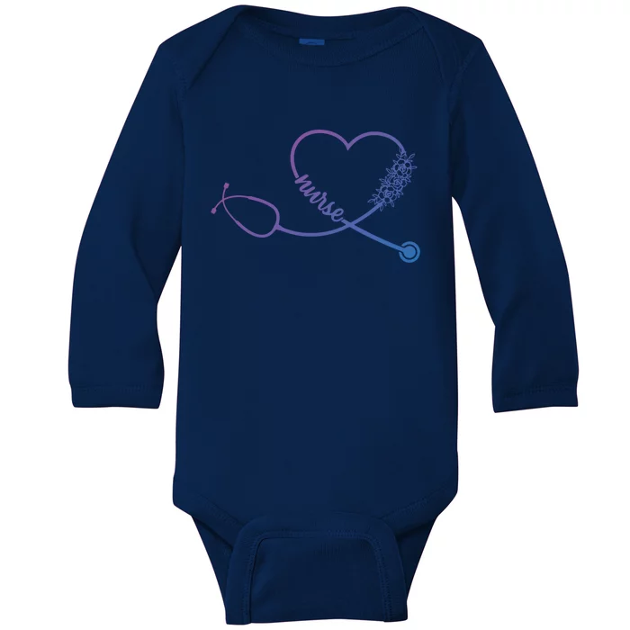 Nicu Nurse Stethoscope Heartbeat Ekg Ecg Gift Baby Long Sleeve Bodysuit