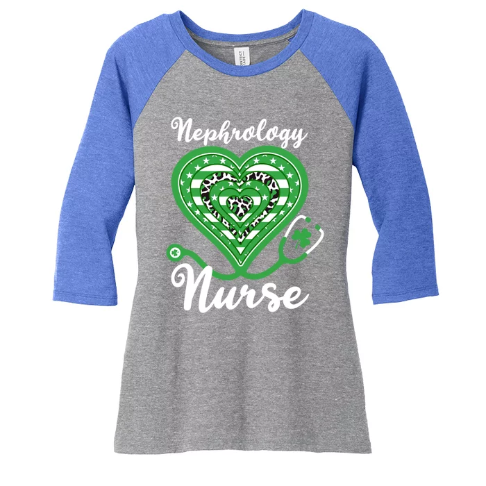 Nephrology Nurse Stethoscope Heart Us Flag Shamrock Leopard Great Gift Women's Tri-Blend 3/4-Sleeve Raglan Shirt