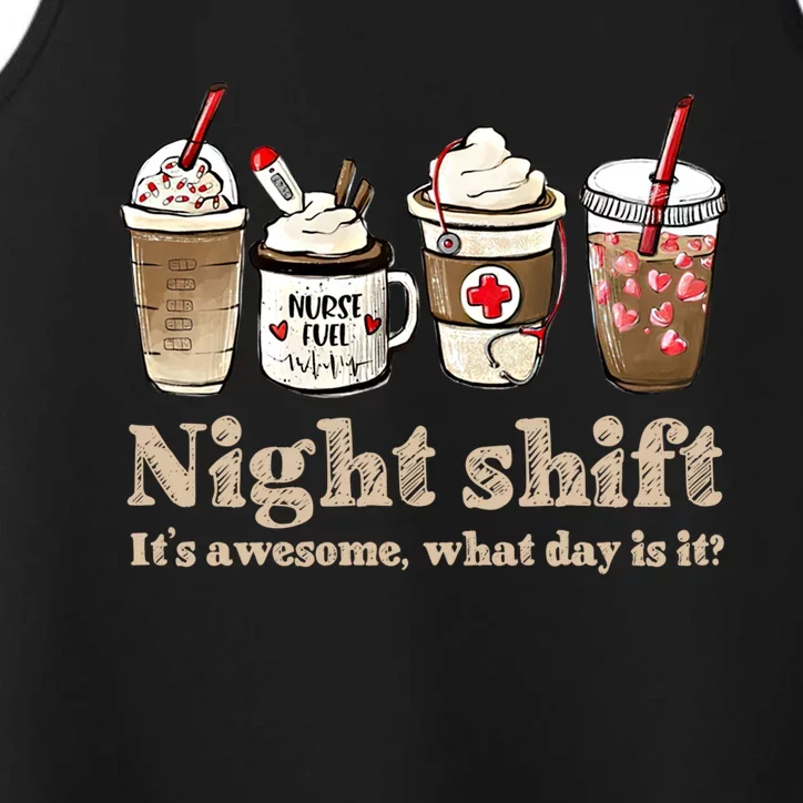 Nurse Night Shift Coffee Fuel Funny Gift Performance Tank