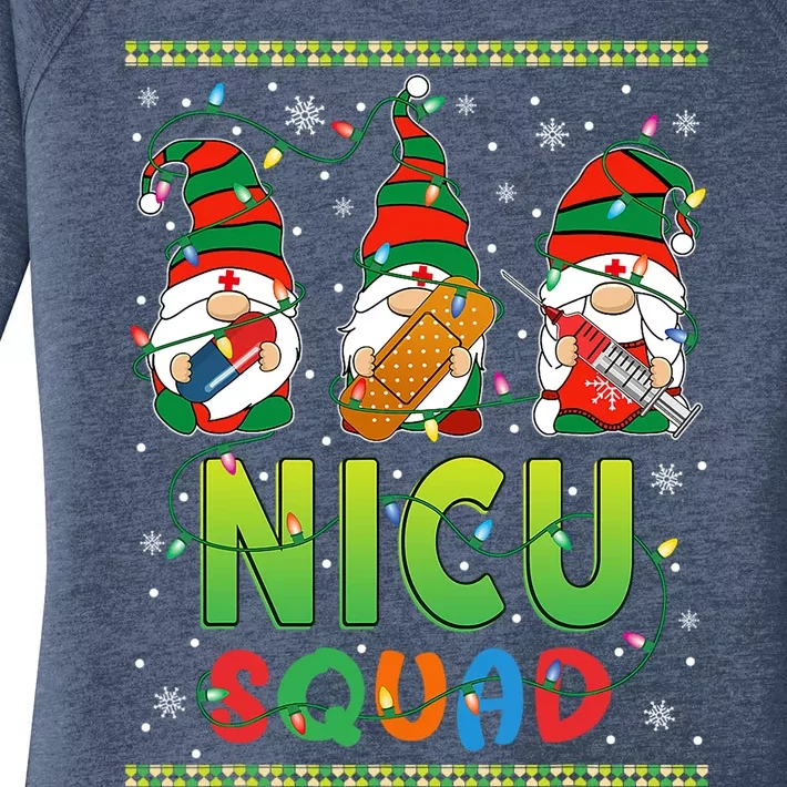 Nicu Nurse Squad Three Gnomes Christmas Gnome Nurse Xmas Funny Gift Women's Perfect Tri Tunic Long Sleeve Shirt