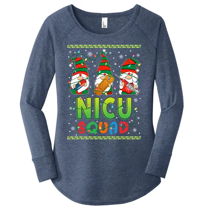 Nicu Nurse Squad Three Gnomes Christmas Gnome Nurse Xmas Funny Gift Women's Perfect Tri Tunic Long Sleeve Shirt