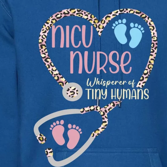 Nicu Nurse Stethoscope Leopard Pattern Gift Premium Hoodie