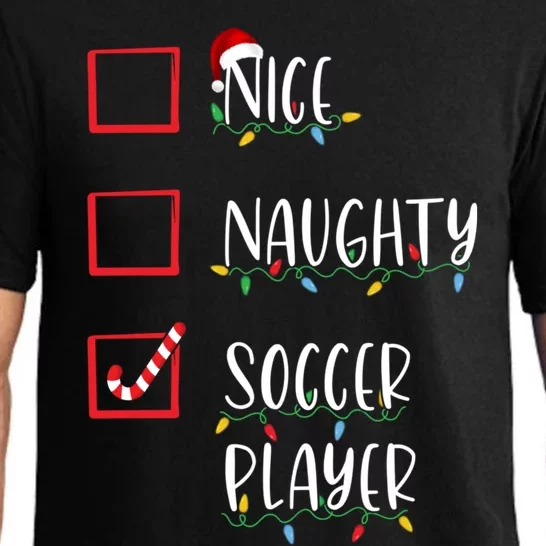 Nice Naughty Soccer Player Funny Christmas List Pajama Set