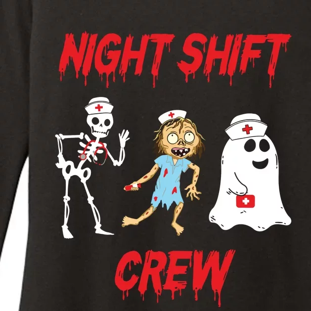 Nurse Night Shift Crew Ghost Skeleton Zombie Funny Halloween Womens CVC Long Sleeve Shirt