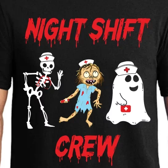 Nurse Night Shift Crew Ghost Skeleton Zombie Funny Halloween Pajama Set