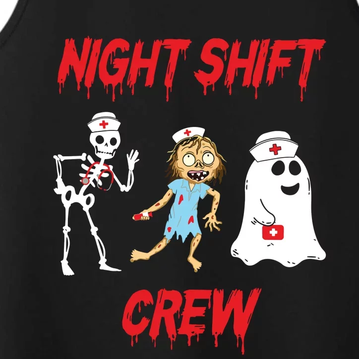 Nurse Night Shift Crew Ghost Skeleton Zombie Funny Halloween Performance Tank