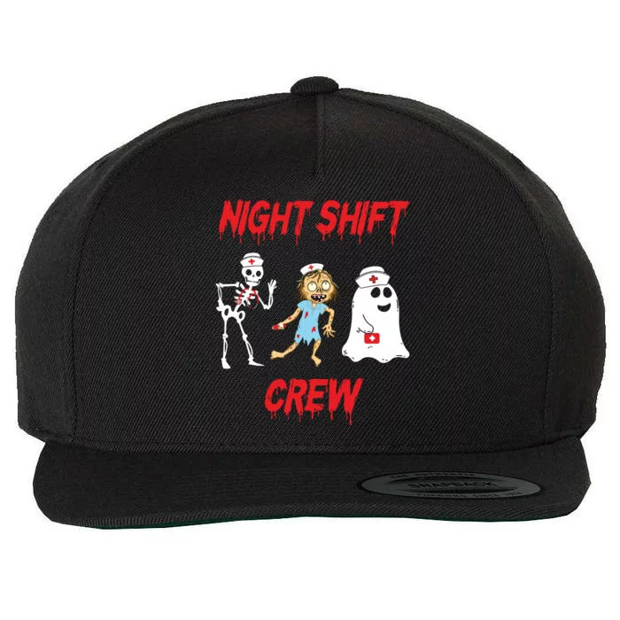 Nurse Night Shift Crew Ghost Skeleton Zombie Funny Halloween Wool Snapback Cap